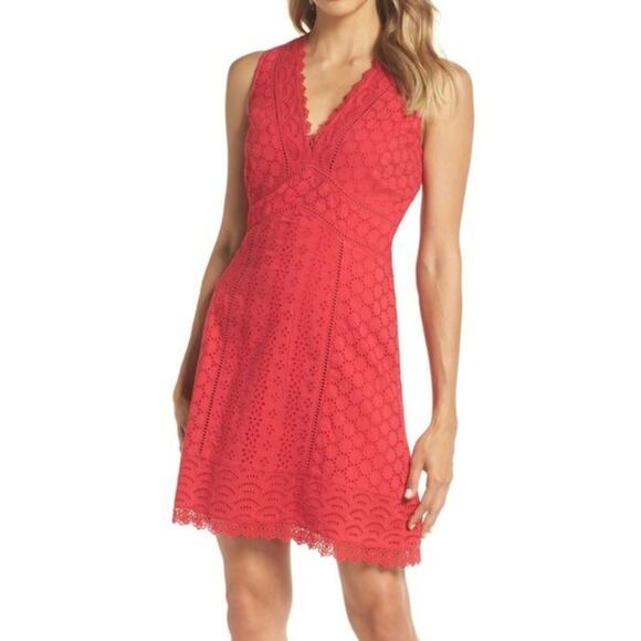 French Connection Zahara V-neck Lace Mini Dress - Picture 1 of 5